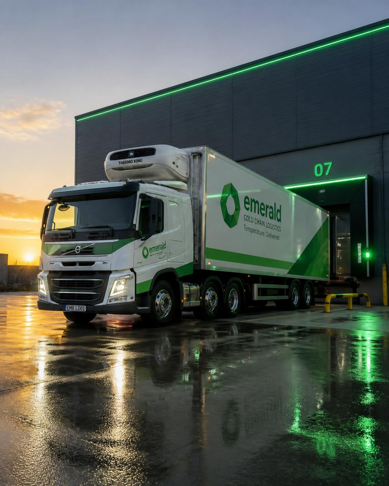 Refrigerated truck at a distribution dock
